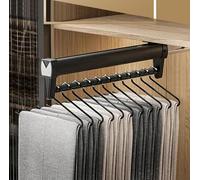 BLUEZY Portapantaloni Estraibile, Bastone Appendiabiti per Armadio 26-56CM Risparmia Spazio di Archiviazione, Asta Appendiabiti Allungabile Organizer per Vestiti E Pantaloni per Armadio A,31cm