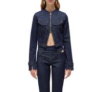 Blugirl giubbino in denim crop con spilla lavaggio blu