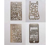 BLUGUL Stencil, Acciaio Inossidabile Metallo Template Set, per Bullet Journal,Diario Taccuino DIY Drawing Template Ruler Elementi Basici 4 Pezzi