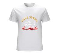 BLUJAQ Paul Sykes It's ... Sharks T-Shirt Graphic Printed Mens White Mens Unisex Tee XL