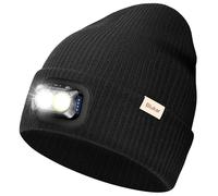 Blukar LED Cappello Illuminato con Luce, 2 in 1 Super Luminoso Cappello Berretto da Corsa, 5 Modalità,Ricaricabile, Caldo Invernale Torcia Lampada Luce Frontale Regalo per Uomo e Donna,Fascia Inclusa