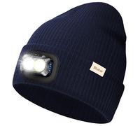 Blukar LED Cappello Illuminato con Luce, 2 in 1 Super Luminoso Cappello Berretto da Corsa, 5 Modalità,Ricaricabile, Caldo Invernale Torcia Lampada Luce Frontale Regalo per Uomo e Donna,Fascia Inclusa