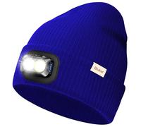 Blukar LED Cappello Illuminato con Luce, 2 in 1 Super Luminoso Cappello Berretto da Corsa, 5 Modalità,Ricaricabile, Caldo Invernale Torcia Lampada Luce Frontale Regalo per Uomo e Donna,Fascia Inclusa
