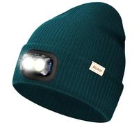 Blukar LED Cappello Illuminato con Luce, 2 in 1 Super Luminoso Cappello Berretto da Corsa, 5 Modalità,Ricaricabile, Caldo Invernale Torcia Lampada Luce Frontale Regalo per Uomo e Donna,Fascia Inclusa