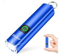 Blukar Mini Tascabile Torcia LED Ricaricabile, Super Luminoso Torcia EDC Potente con Portachiavi, 3 Modalità, Funzione di Memoria, Impermeabile Portatile Flashlight per Campeggio/Emergenza