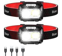 Blukar Torcia Frontale LED, 2 Pezzi 2000 Lumen Super Luminosa Lampada Frontale R