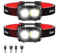 Blukar Torcia Frontale LED, 2 Pezzi Super Luminosa 2000 Lumen Lampada Frontale Ricaricabile con Sensore Movimento,8 Modalità di Illuminazione, Impermeabile Lampade da Testa per Campeggio/Corsa/Pesca