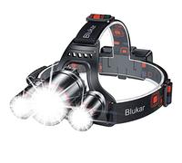Blukar Torcia Frontale LED Ricaricabile, 8000 Lumen Super Luminosa Lampada Frontale, Zoomable, IPX6 Impermeabile, 5 Modalità e Spie Rosse, Regolabile a 90° Torcia da Testa per Campeggio/Corsa/Pesca