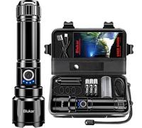 Blukar Torcia LED Potente Professionale, Ricaricabile Super Luminoso Zoomabile Torcia Alta Potenza con 5 Modalità di Illuminazione,IP67 Impermeabile Flashlight per Campeggio/Emergenza/Trekking