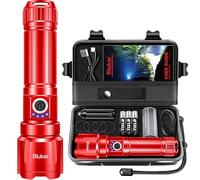 Blukar Torcia LED Potente Professionale, Ricaricabile Super Luminoso Zoomabile Torcia Alta Potenza con 5 Modalità di Illuminazione,IP67 Impermeabile Flashlight per Campeggio/Emergenza/Trekking