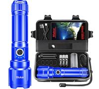 Blukar Torcia LED Potente Professionale, Ricaricabile Super Luminoso Zoomabile Torcia Alta Potenza con 5 Modalità di Illuminazione,IP67 Impermeabile Flashlight per Campeggio/Emergenza/Trekking