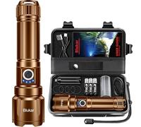 Blukar Torcia LED Potente Professionale, Ricaricabile Super Luminoso Zoomabile Torcia Alta Potenza con 5 Modalità di Illuminazione,IP67 Impermeabile Flashlight per Campeggio/Emergenza/Trekking