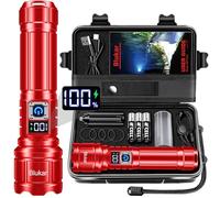 Blukar Torcia LED Potente Professionale, Ultra Alto Lumen Super Luminoso Torcia Alta Potenza, Zoomabile, Ricaricabile, 5 Modalità, IP67 Impermeabile Flashlight per Campeggio/Trekking/Pesca/Emergenza