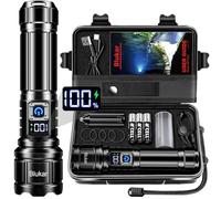 Blukar Torcia LED Potente Professionale, Ultra Alto Lumen Super Luminoso Torcia Alta Potenza, Zoomabile, Ricaricabile, 5 Modalità, IP67 Impermeabile Flashlight per Campeggio/Trekking/Pesca/Emergenza