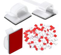 Blulu 100 mini clip per cavi per esterni con nastri adesivi, clip decorative, ganci autoadesivi, per Natale e catene luminose (piccoli, bianchi)