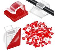 Blulu 100 supporti autoadesivi per cavi per esterni con nastri adesivi, clip per decorazioni, ganci autoadesivi per Natale e catene luminose (piccoli, trasparenti)