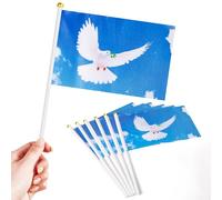 Blulu 12 Pezzi Bandiere della Pace Piccole 14 x 21 cm Bandiera della Colomba della Pace Bandierine della Pace Decorative Bandierine da Tenere in Mano in Poliestere per Interno Esterno Decorazione
