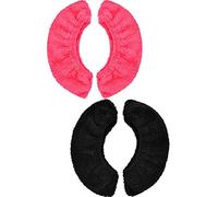 Blulu 2 paia di coperture protettive per pattini da ghiaccio per lame e pattini da hockey (nero e rosso rosa, M)