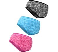 Blulu 3 Pezzi Fascia Calda dell'Orecchio Fascia Copricapo a Copertura Totale Sport Fascia per Capelli per Fitness Sportiva per Uso Esterno (Azzurro, Grigio, Rosa Rossa)