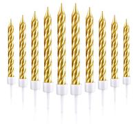 Blulu 50 Pezzi Candele per Torta in Supporto Torta Metallica Candele Cupcake Candele a Forma di Corta Torta per Compleanno Matrimonio Festa Torta Decorazioni (Oro)