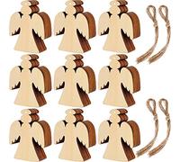 Blulu 60 Pezzi Ornamenti in Legno Natale Fette di Legno Rodondo Fette di Forma Angelo Fiocco di Neve con 60 Pezzi Cavi per Ornamenti del Pendente dell'Albero di Natale di Nuovo Anno (Stile 2)