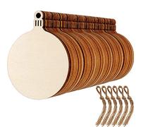 Blulu 60 Pezzi Ornamenti in Legno Natale Fette di Legno Rodondo Fette di Forma Angelo Fiocco di Neve con 60 Pezzi Cavi per Ornamenti del Pendente dell'Albero di Natale di Nuovo Anno (Stile 1)