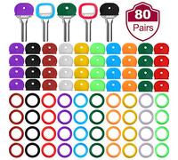 Blulu Set di 80 coperture colorate per chiavi, in plastica, per organizzare le chiavi di casa, 10 colori, 2 stili
