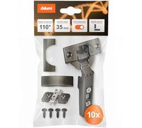 BLUM 10 cerniere a clip top BLUMOTION per mobili, 110° in onice, dritte con molla, viti, arresto angolare + clip blu eccentrica, piastra di montaggio a croce, acciaio, viti, distanza 0 mm (10 set)