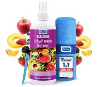 Blum 100ml Detergente PROFUMATO per schermi FRUIT BOWL + panno microfibra 30x30cm - Pulitore schermo TV, laptop, notebook, PC, monitor, smartphone - Pulizia senza aloni per pulire, pulisci