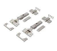 Blum - 2 cerniere a clip per mobili, 110°, dritte con molla, viti, arresto angolare + clip blu eccentrica, piastra di montaggio a croce, acciaio, viti, distanza 0 mm