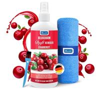 Blum 250 ml Detergente PROFUMATO per schermi CRANBERRY + panno microfibra 30x30cm - Pulitore schermo TV, laptop, notebook, PC, monitor, smartphone - Pulizia senza aloni per pulire, pulisci