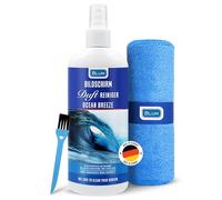 Blum 250ml Detergente PROFUMATO per schermi OCEAN BREEZE + panno microfibra 30x30cm - Pulitore schermo TV, laptop, notebook, PC, monitor, smartphone - Pulizia senza aloni per pulire,pulisci