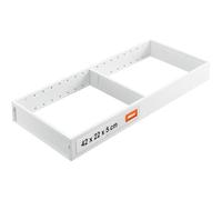 Blum AMBIA-LINE Organizer per cassetti Acciaio 42×20×5 cm | Bianco seta | Supporto a piastra magnetica - nessuno scivolamento | Portaposate & divisorio per cassetti in acciaio