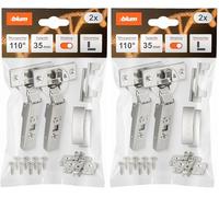 BLUM CLIP TOP BLUMOTION - 2 cerniere per mobili a 110°, dritte con molla, viti, arresto angolare + clip blu, piastra di montaggio a croce eccentrica, acciaio, viti, distanza 0 mm (Confezione da 2)