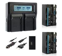 Blumax 2 batterie compatibili con Sony NP-F750 4000 mAh + doppio caricatore | compatibile con Sony NP-F570 NP-F550 NP-F970 | flash luci video monitor