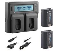 Blumax - 2 batterie di ricambio compatibili con Panasonic DMW-BLK22 / DMW-BLK22E 2250 mAh + doppio caricabatterie LCD | Compatibile con Panasonic Lumix DC S5 S5K G9 GH5 II GH5S GH6