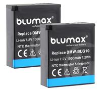 Blumax - 2 batterie DMW-BLG10e (1000 mAh), sensore NTC e alloggiamento V1 stabile, compatibile con Panasonic Lumix DC-TZ95D DC-GX9 TZ202 TZ91 DMC TZ101 TZ81 GF6 GX7 GX80 LX100 G110