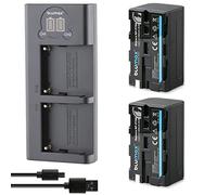Blumax 2 batterie NP-F750 / NP-F550 4000 mAh + caricatore Slim Dual | compatibile con Sony NP-F970 NP-F960 NP-F990 per flash e luci video, monitor Fieldmonitore