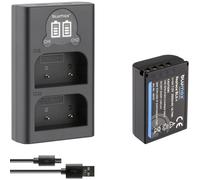 Blumax Batteria compatibile con Olympus BLX-1 [2600 mAh] + Slim Dual Charger BLX1 per Olympus OM-1 / OM-1 Mark II/OM-3 & OM System OM-1
