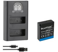Blumax Batteria compatibile con Panasonic DMW-BLG10 E [1025 mAh] + Slim Dual Charger DMW-BLG10E / DMW-BLE9 E per Lumix DMC-GF6 GX7 III DC-TZ202 G110W