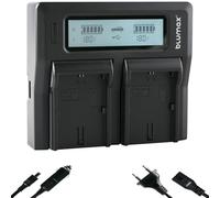 blumax Caricatore LCD Dual per batterie Canon LP-E6NH / LP-E6N / LP-E6 - Caricabatterie compatibile con Canon EOS R Ra R5 R6 II R7-6D 7D 80D 90D - XC15