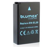 Blumax EN-EL20 Batteria compatibile con Nikon DL 24-500 1 AW1 J1 J2 J3 S1 V3 COOLPIX P950 - Blackmagic Pocket Cinema 800 mAh 7,4 V 5,9 Wh