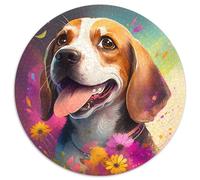 Blumen-Beagle-Puzzle, 1000 Teile, für Erwachsene, rund, aus Pappe, Heimdekoration und interaktives Familienspiel, ideales Geschenk, 1000 Teile (67,5x67,5cm)