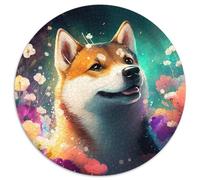 Blumen-Shiba-Inu-Puzzle, 1000 Teile, für Erwachsene, Papierpuzzle, Familieninteraktion und Gehirn-Herausforderung, Familienaktivitäts-Herausforderung, 1000 Teile (67,5x67,5cm)