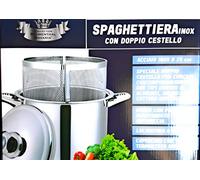 Blumenthal Cuocipasta 2 cestelli spaghettiera cm 24 con Coperchio Inox 2 Scomparti Adatta per l induzione Ideale per çucinare 2 Tipi di Pasta contemporaneamente