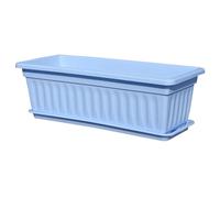 Blumentrog - Vaso rettangolare per piante da finestra, effetto legno, per balcone con vassoio, diametro 30 cm, altezza (blu, taglia unica)