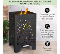 Blumfeldt Bazman - Braciere in acciaio, robusto, superficie forata, attizzatoio e copertura antipioggia
