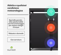 BinSafe - Cassetta per 3 bidoni dei rifiuti fino a 240 L, resistente alle intemperie, con lucchetto, tetto piantumabile, in acciaio galvanizzato