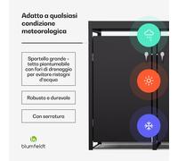 BinSafe - Cassetta per 4 bidoni dei rifiuti fino a 240 L, resistente alle intemperie, con lucchetto, tetto piantumabile, in acciaio galvanizzato