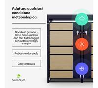 Blumfeldt BinSafe - Cassetta per 2 bidoni dei rifiuti 240 L, resistente alle intemperie, con lucchetto, tetto piantumabile, in acciaio galvanizzato
